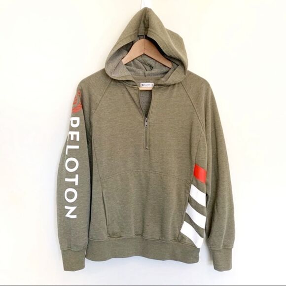 Peloton Half Zip Hooded Green Sweatshirt - Small - Picture 1 of 6